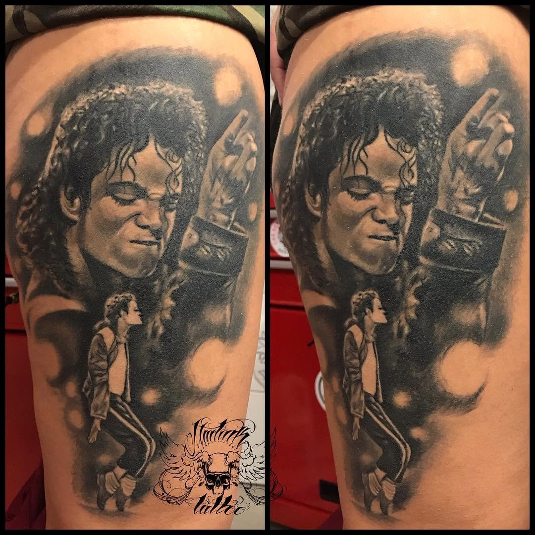 Michael Jackson healedtattoo healedcuradomichaeljackson music istsevillasevillatattoomartink_tattoo doshermanas doshermanastattoomontequintomontequintotattootbtsvqistertatsbnginksociety blackandgreytattoo