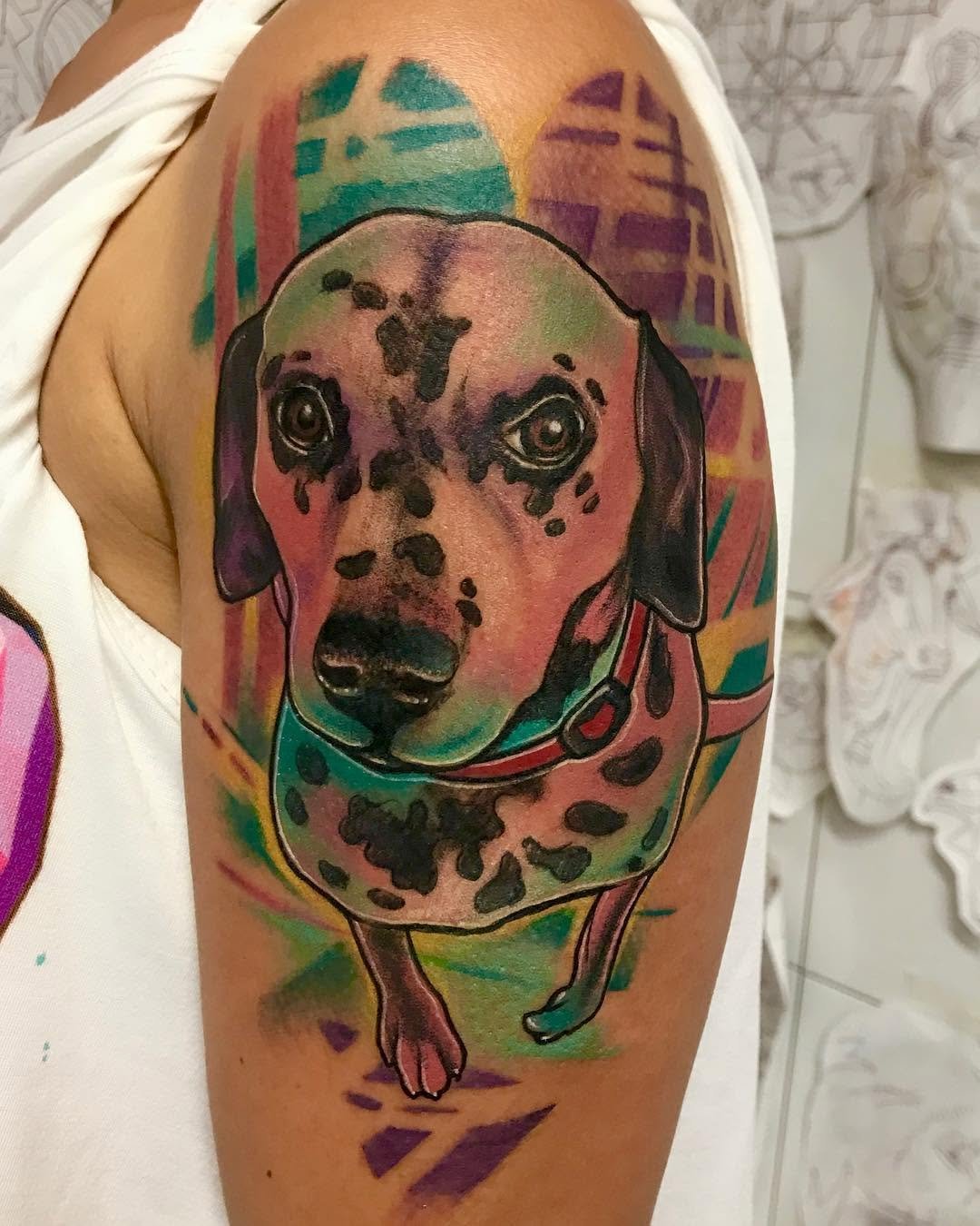 Yako. Perro a color. colorscolortattoo statcooltattoos instatattoo ed ist istdogsdogdogtattoo dalmatian martink_tattoo doshermanas doshermanastattoo magicfashion glamswaggflow